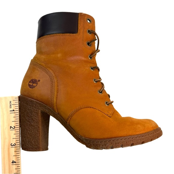 Timberland Women Glancy Ankle Bootie Lace Up Leather Color:Wheat Nubuck Size:5.5 - Picture 8 of 11